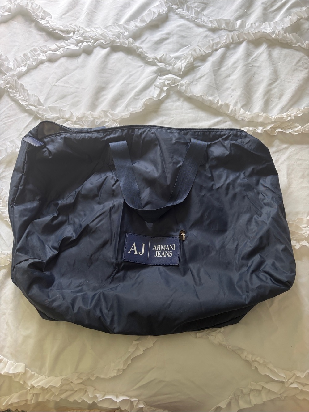 Armani Jeans Navy Duffel Bag with AJ Logo Patch